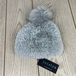 Jocelyn Women's Superfluff Faux Fur & Faux Pom Hat Beanie OS Light Gray $85